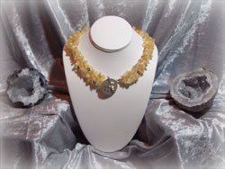 Large Citrine Nugget and Hill Tribe Silver Flower Charm Necklace - Sold