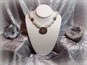 White Moonstone Chip Beaded Necklace with Karen Hill Tribe Silver Crater Moon Pendant and Silver Crater Moon Accents