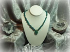 Apatite Chip Gem Beaded Necklace with Faceted Teardrop Amazonite Pendant