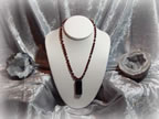 Cranberry Pearl Necklace w/ Handmade Rectangle Glass Pendant and SS Accents